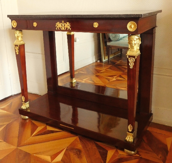 Détail — Console Retour d'Egypte en acajou et bronze doré - époque Empire