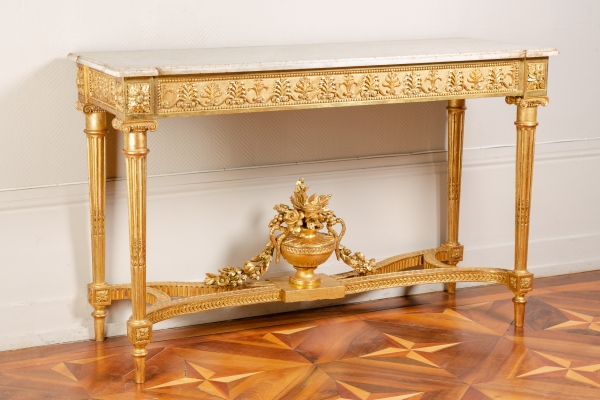 Détail — Importante console d'époque Louis XVI en bois sculpté et doré, attribuée à Georges Jacob