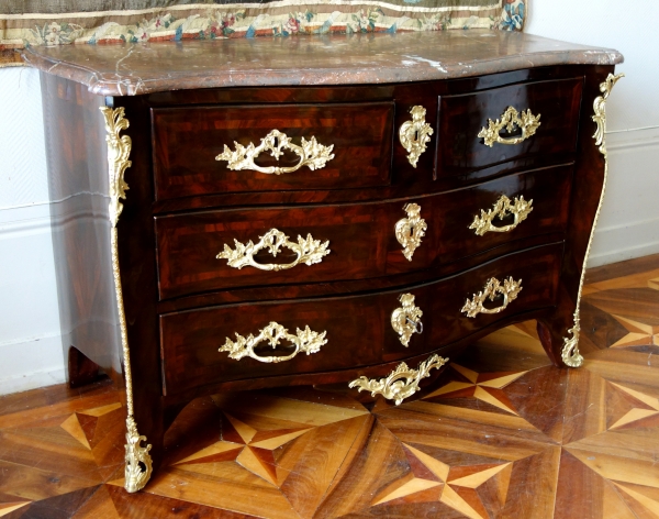 Detail — Mathieu Criaerd : Louis XV violet wood commode / chest of drawers - stamped