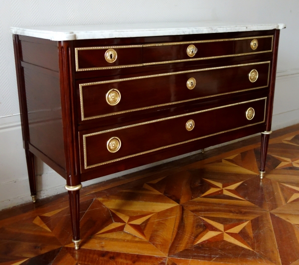 Detail — Etienne Avril : Louis XVI mahogany and ormolu commode - stamped