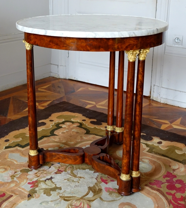 Détail — Guéridon table à thé Empire en acajou et bronze doré attribué Sébastien Youf