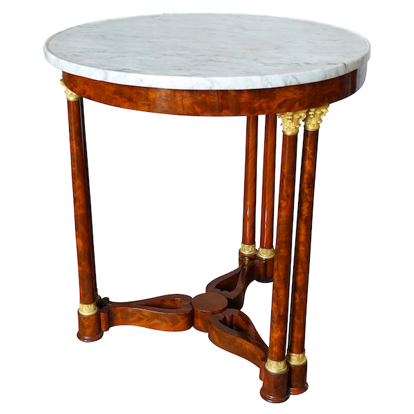 Guéridon table à thé Empire en acajou et bronze doré attribué Sébastien Youf