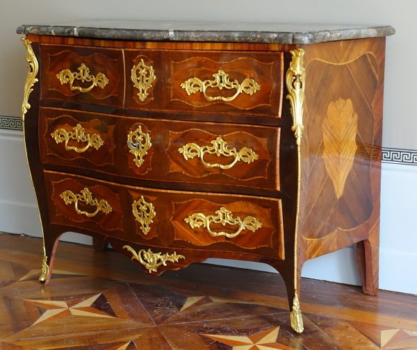 Detail — Louis XV marquetry chest of drawers / commode - stamped Claude Lebesgue