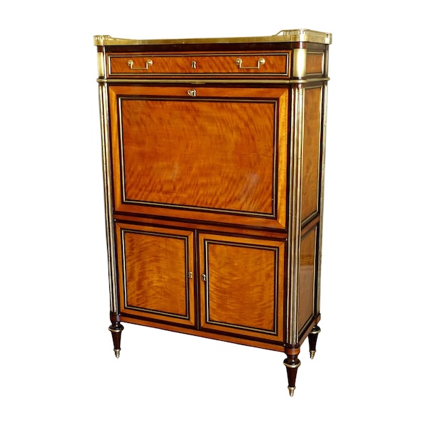 Louis XVI lemon tree marquetry secretaire or writing desk, France, 18th century