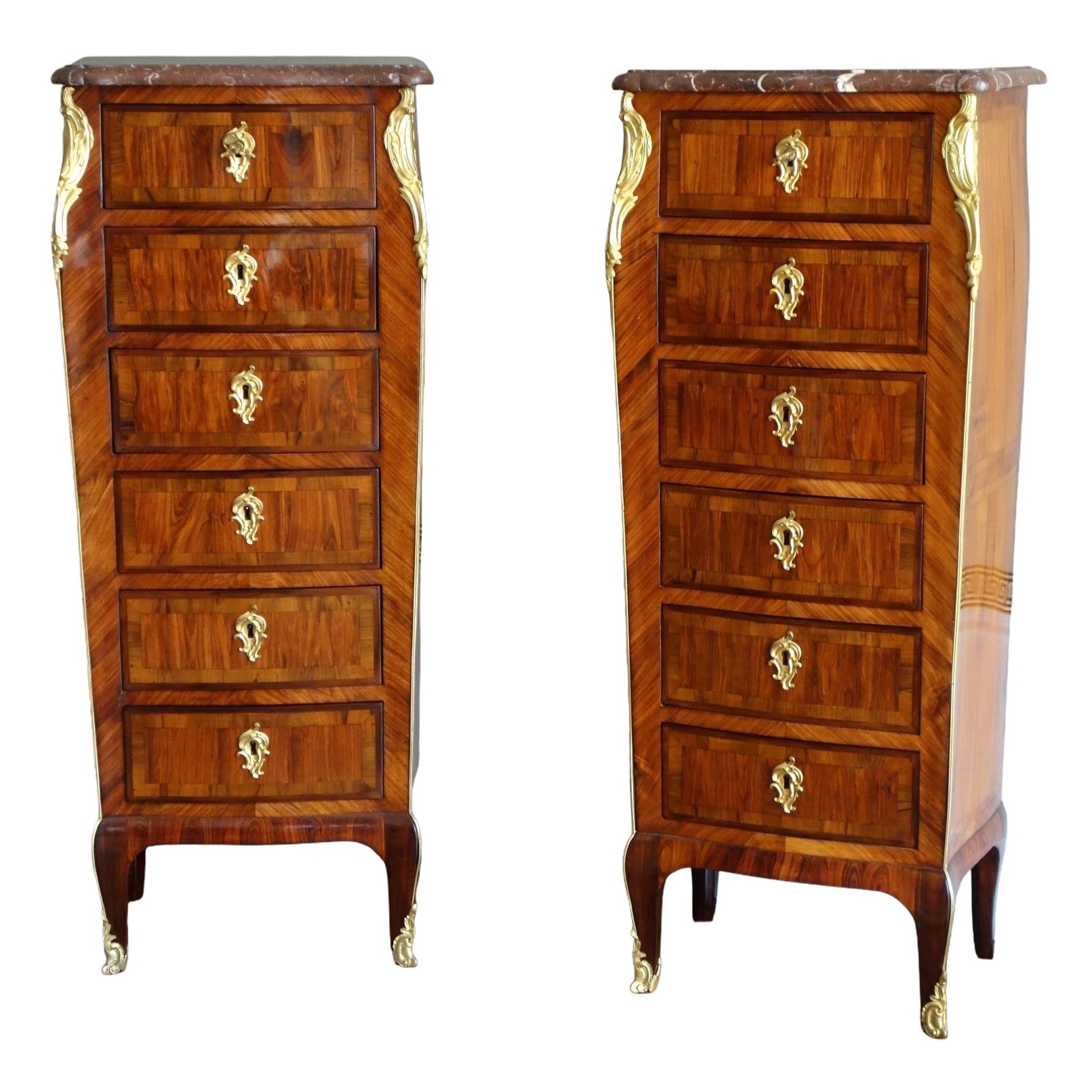 Pair of Louis XV rosewood marquetry chiffoniers - 18th century circa 1750