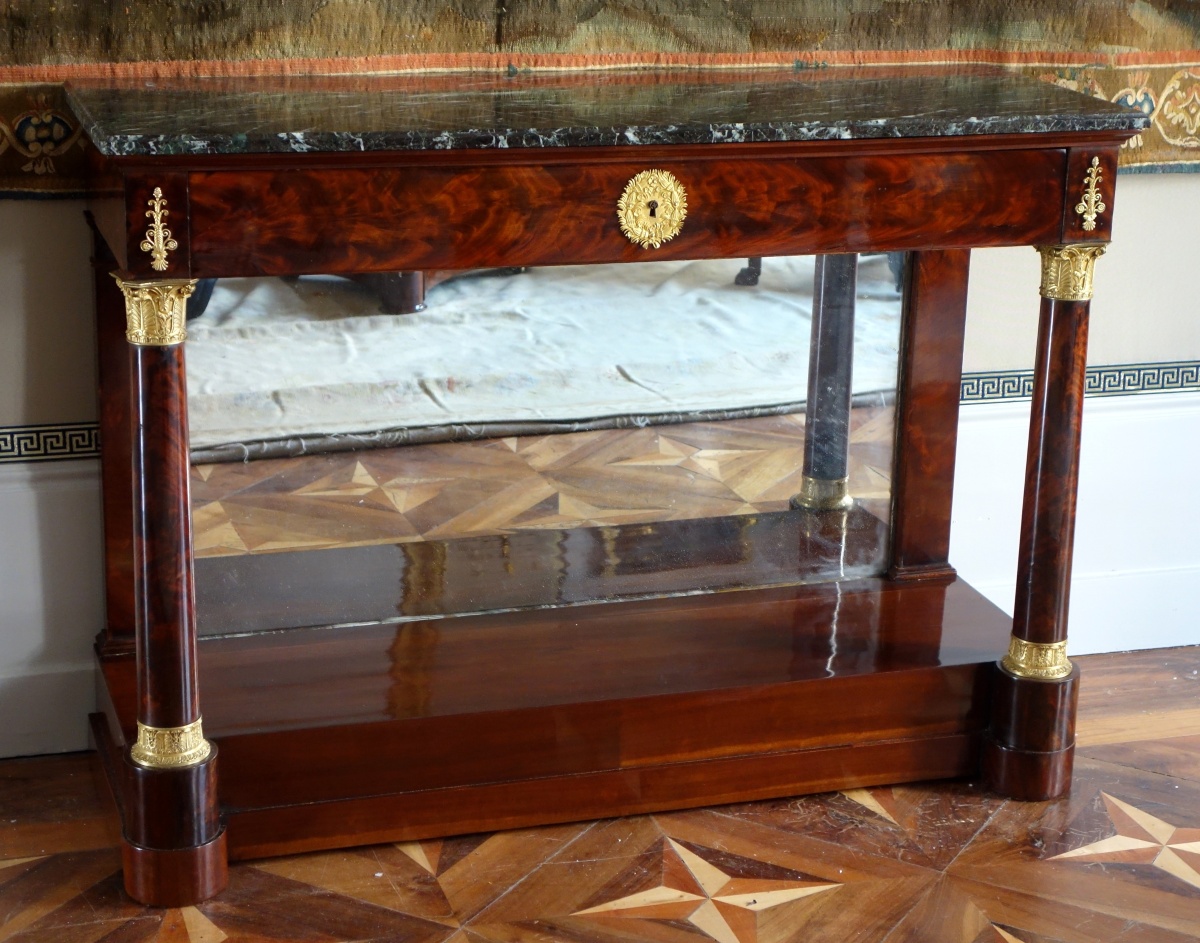 Detail — Large Empire mahogany and ormolu console in the taste of Jacob Desmalter