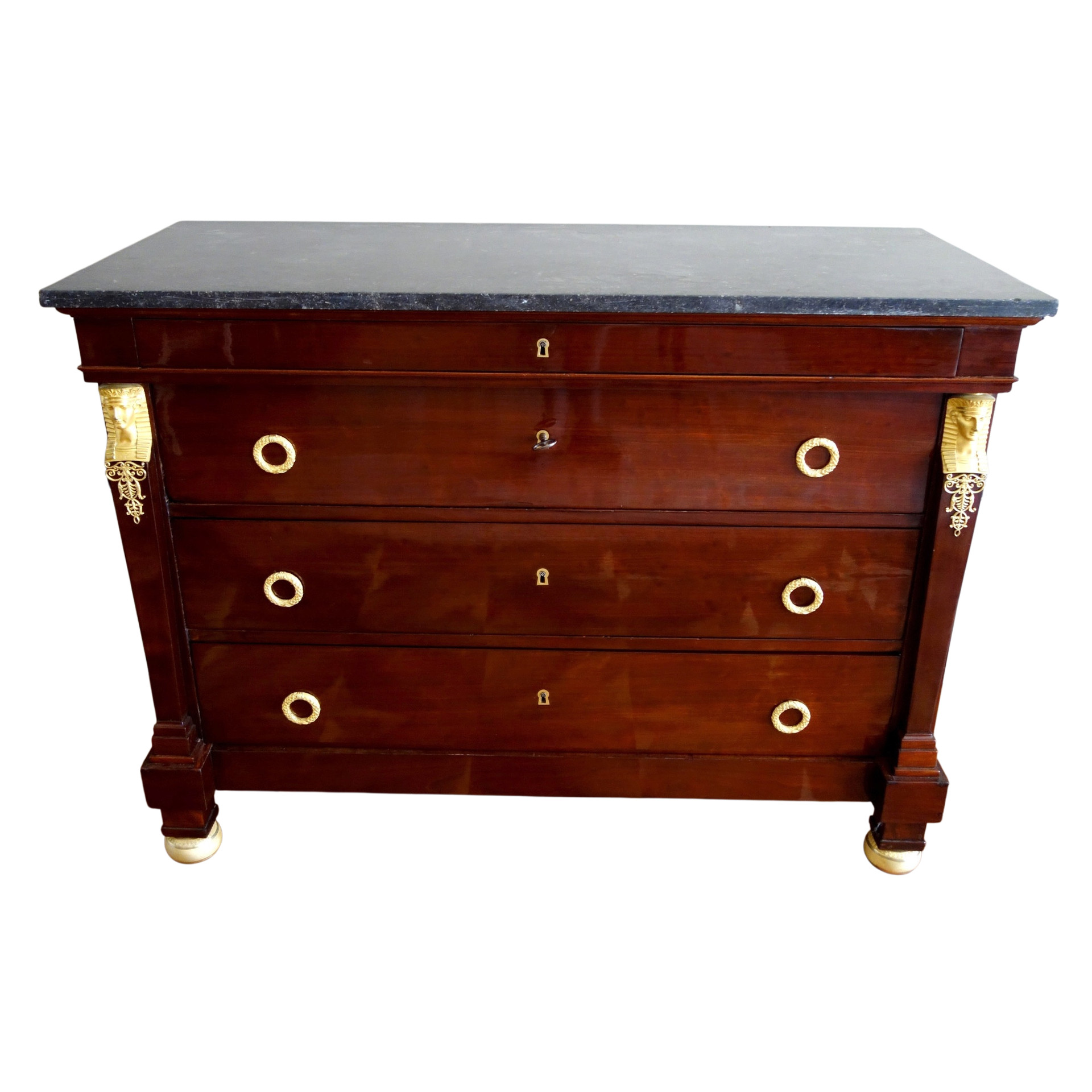 Marcion - commode Retour d'Egypte d'époque Empire en acajou et bronze doré vers 1808