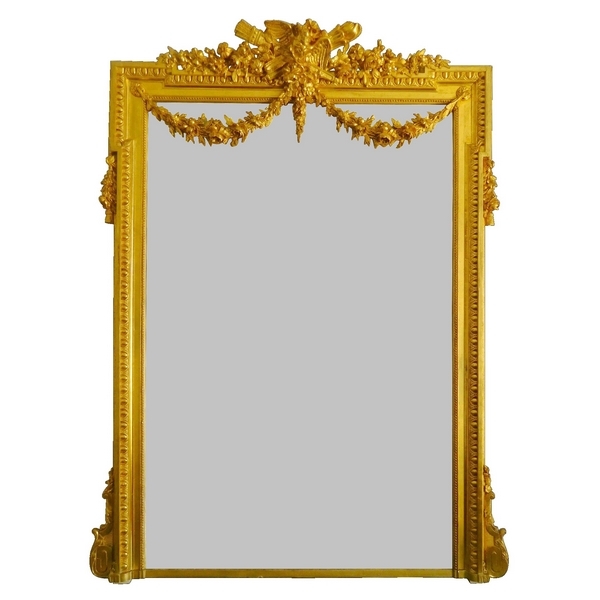 Detail — Tall Louis XVI style gilt mirror, late 19th century - 186cm x 140cm