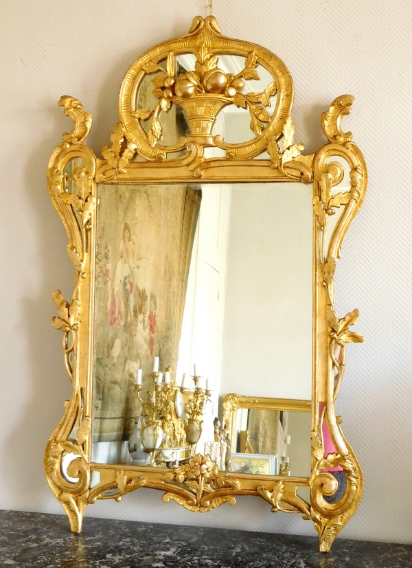 Detail — Gilt wood mirror, mercury mirror, Louis XV Provence work, 18th century - 138cm