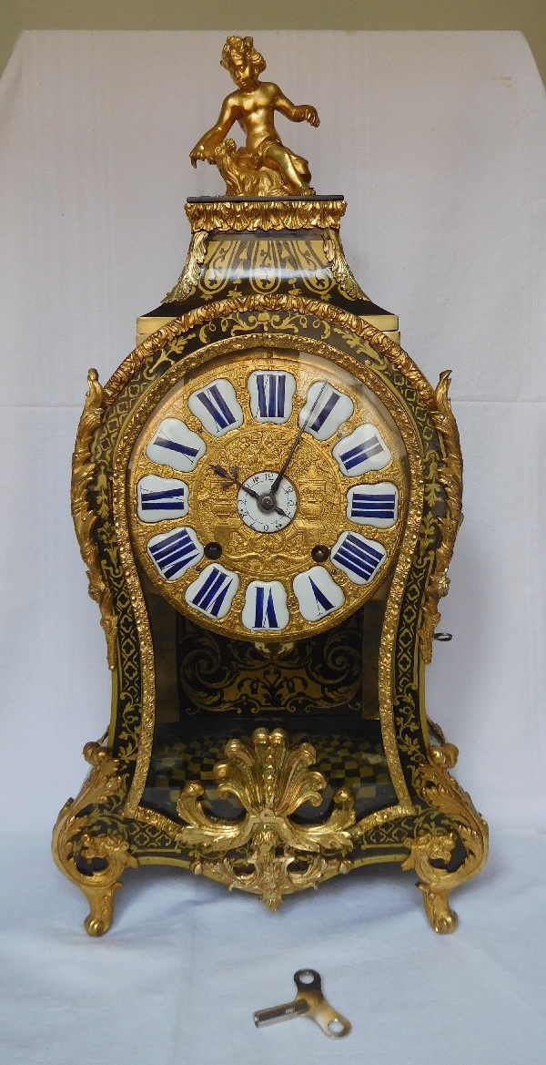 Détail — Cartel d'époque Régence en marqueterie Boulle par Pierre Ledoux à Paris - vers 1730