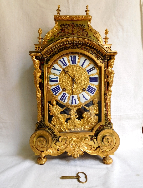 Détail — Pendule cartel d'époque Louis XIV par Fiacre Clement en marqueterie Boulle