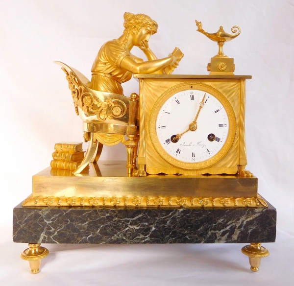 Detail — Empire ormolu clock - The Reader, after Reiche by Claude Galle & Champion