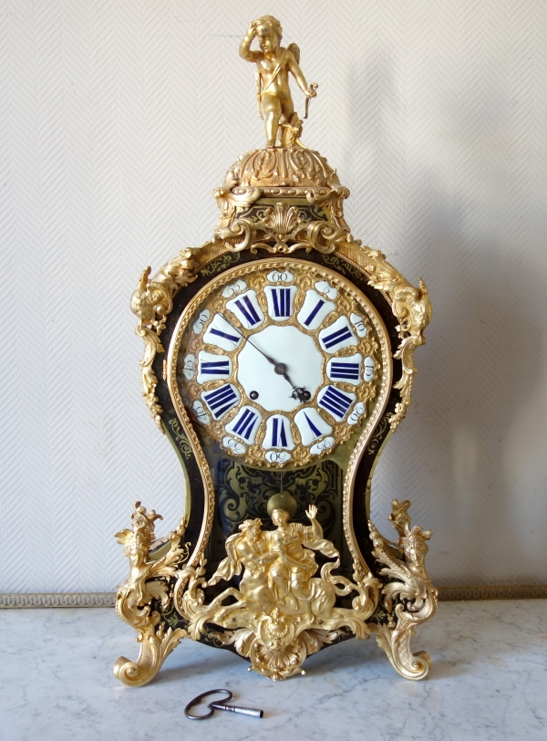 Detail — Regence marquetry cartel clock, Josué Panier - Paris, early 18th century circa 1745
