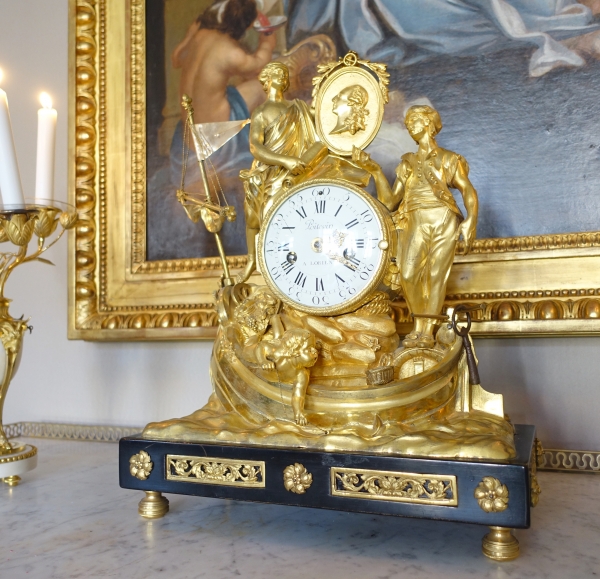 Detail — Allegory of shipping trade clock, ormolu - Louis XVI period circa 1775