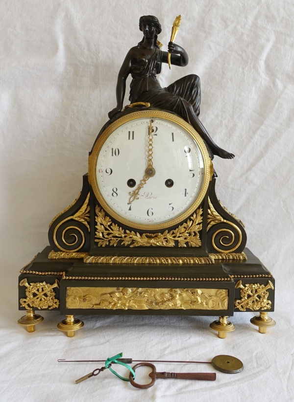 Detail — Louis XVI patinated bronze and ormolu clock - allegory of Love, late 18th century