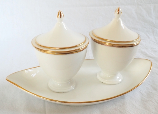 Detail — Nast : Empire Paris porcelain double jam jar enhanced with fine gold