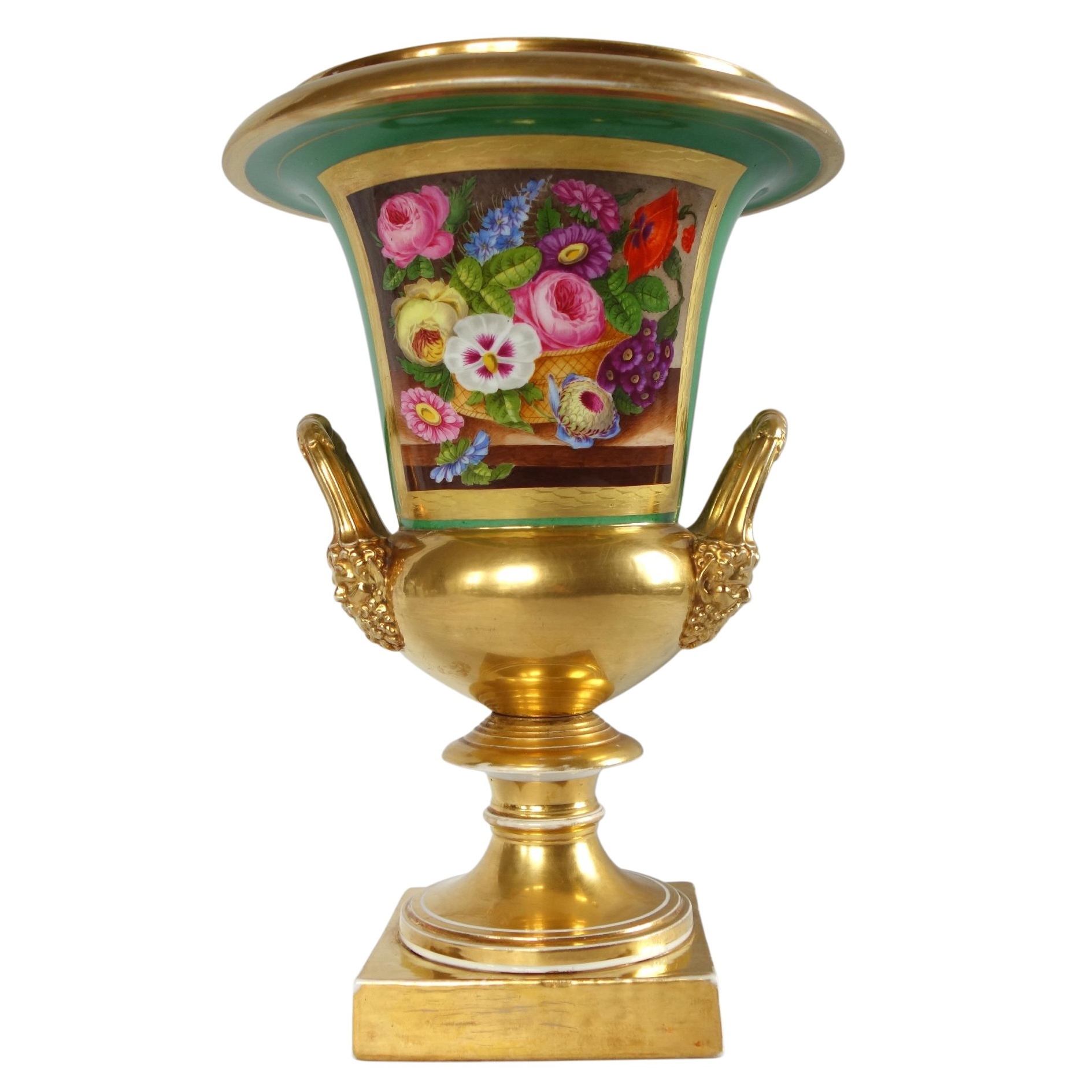 Tall Empire Paris porcelain Medicis shaped vase, early 19th century - 29cm