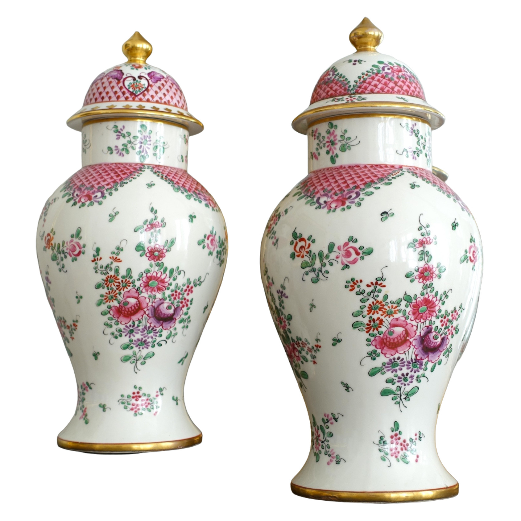 Pair of porcelain potiches in the taste of China - Manufacture Samson