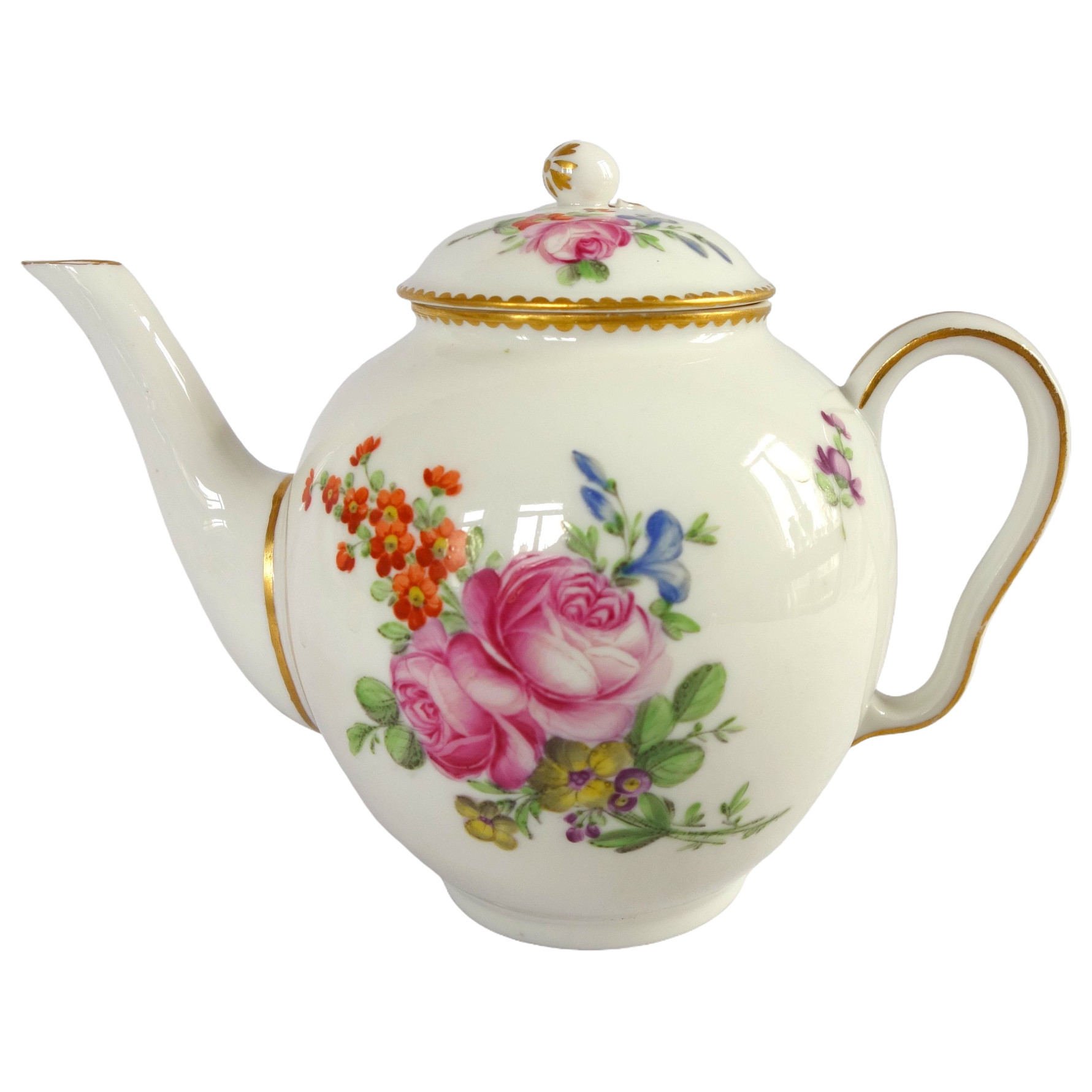 Louis XVI period porcelain teapot attributed to Manufacture du Duc d'Angoulême - circa 1780