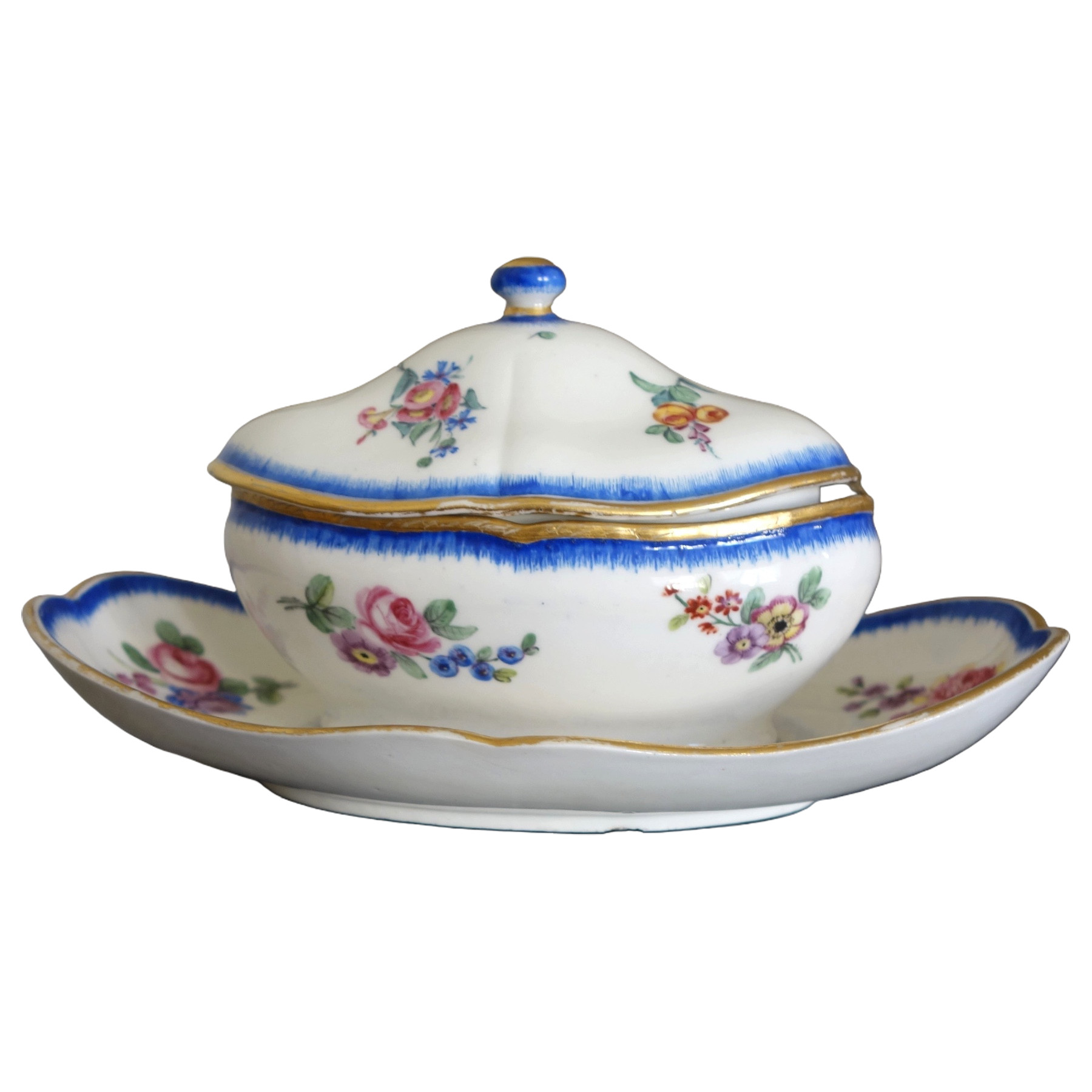 Manufacture de Sèvres : pot à sucre saucière en porcelaine, époque Louis XVI - signé, daté 1777