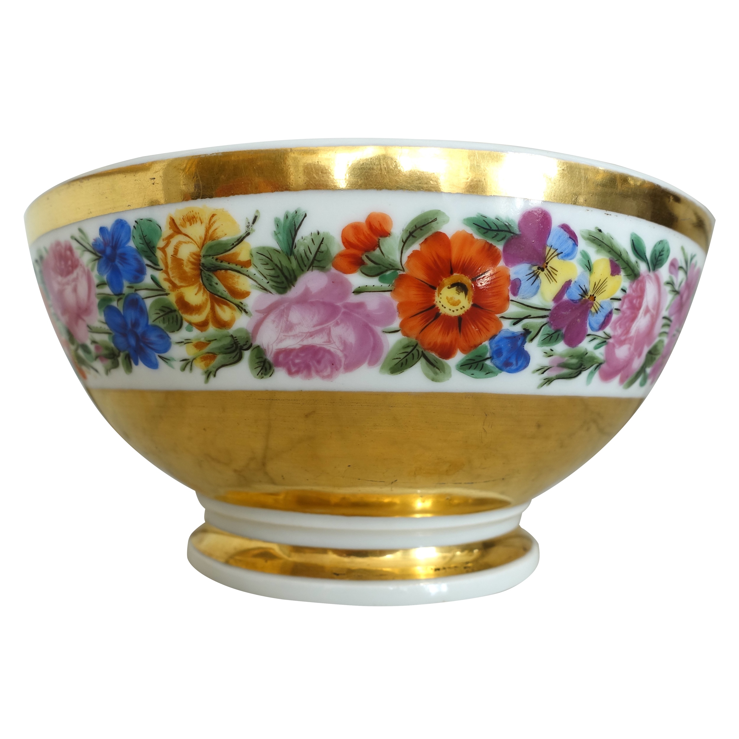 Polychromatic Paris porcelain biscuit bowl, Charles X period - circa 1830