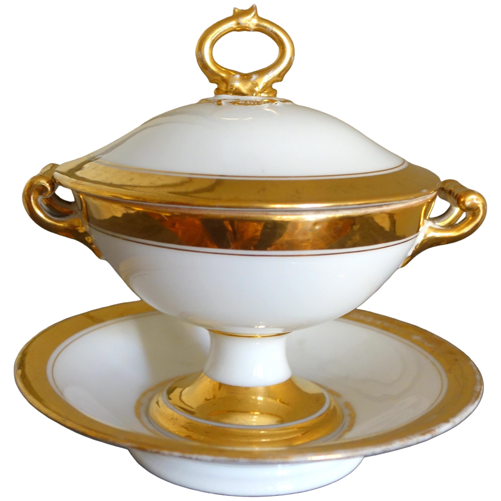 Empire Paris porcelain covered dish or candy box, 19th century circa 1830
