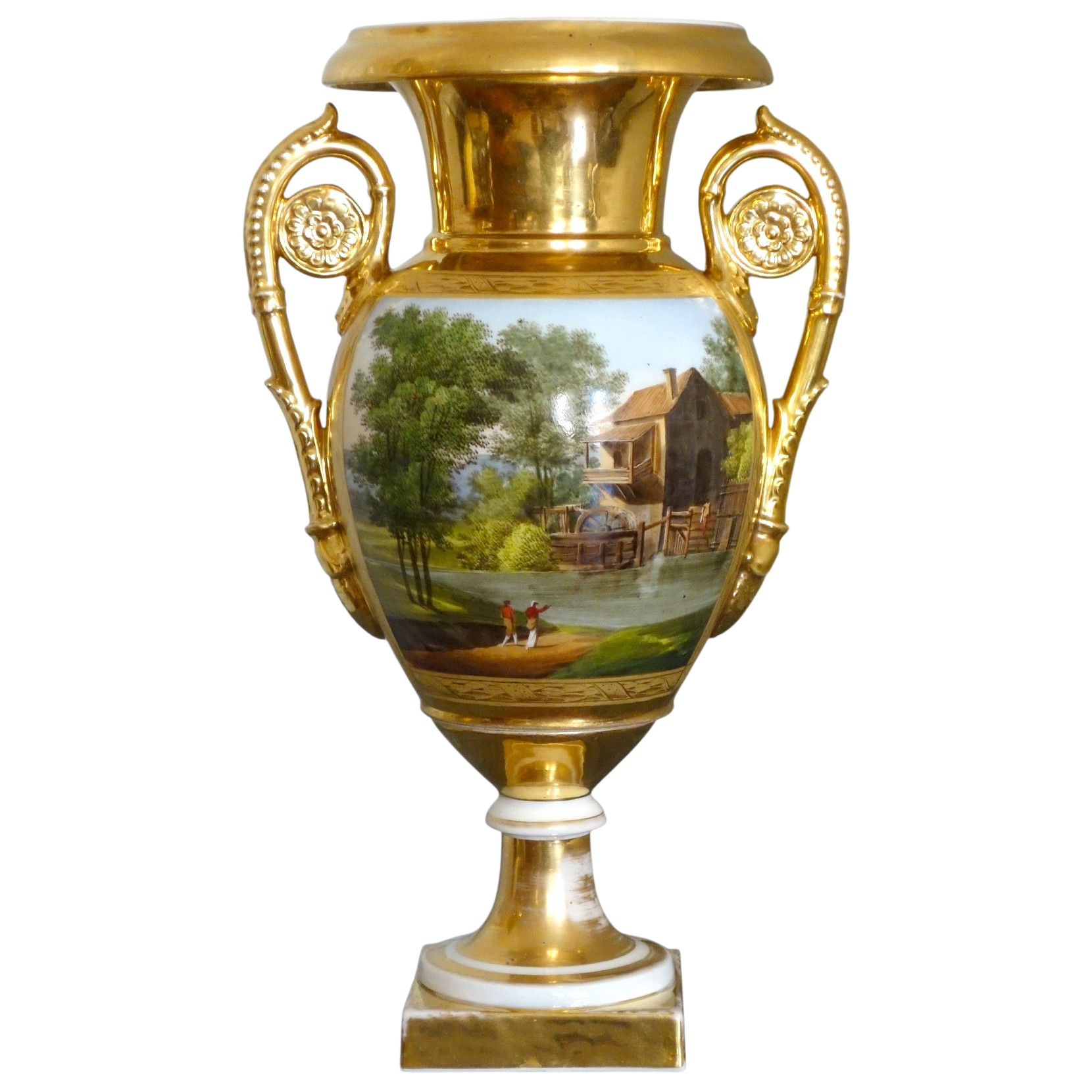 Grand vase d'ornement en porcelaine de Paris - style Empire d'époque Restauration - 30,5cm