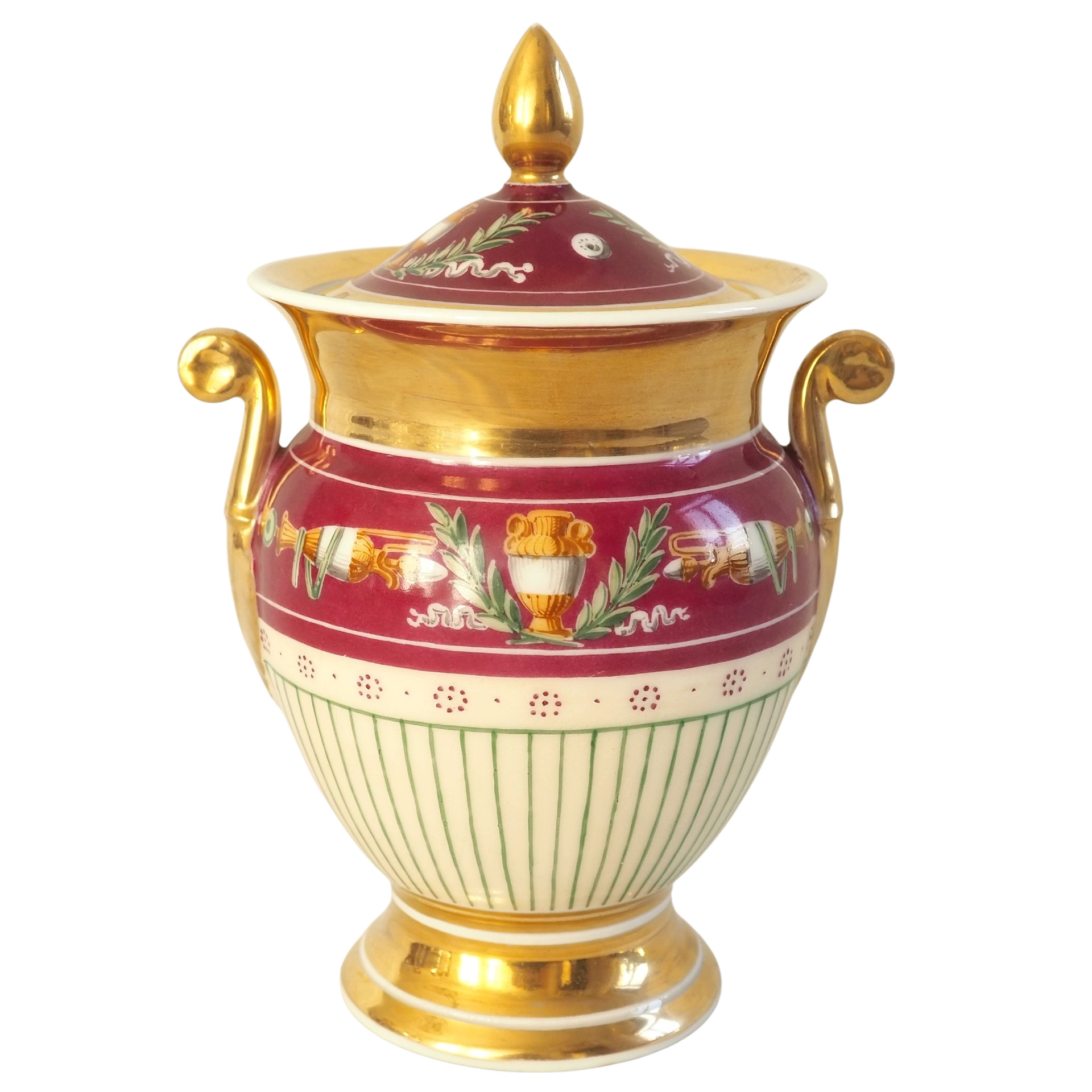 Sucrier en porcelaine de paris d'époque Empire Restauration - attribué à la Manufacture Lebon Halley