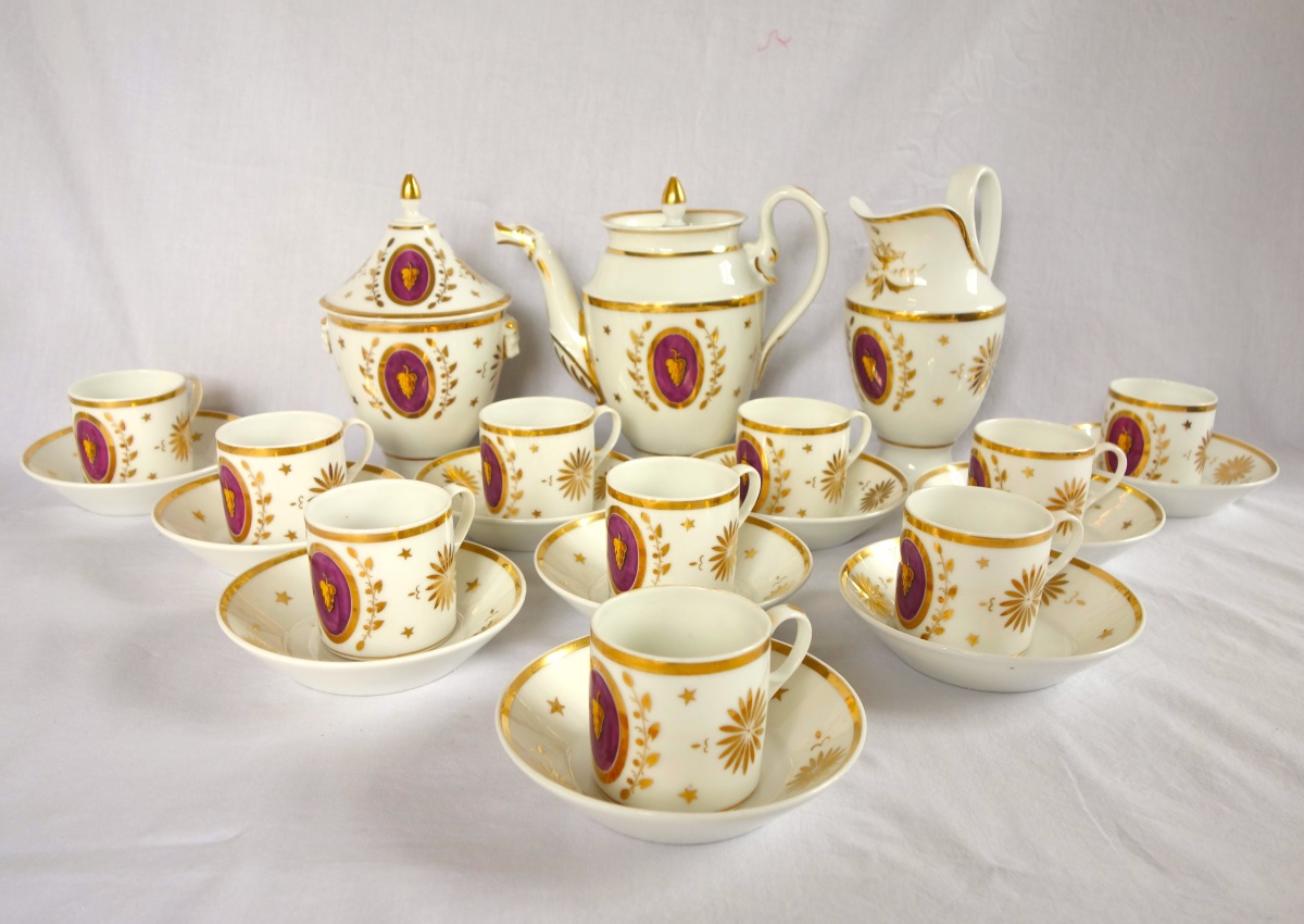 Détail — Empire Paris porcelain coffee set for 10 guests - 13 pieces - early 19th century