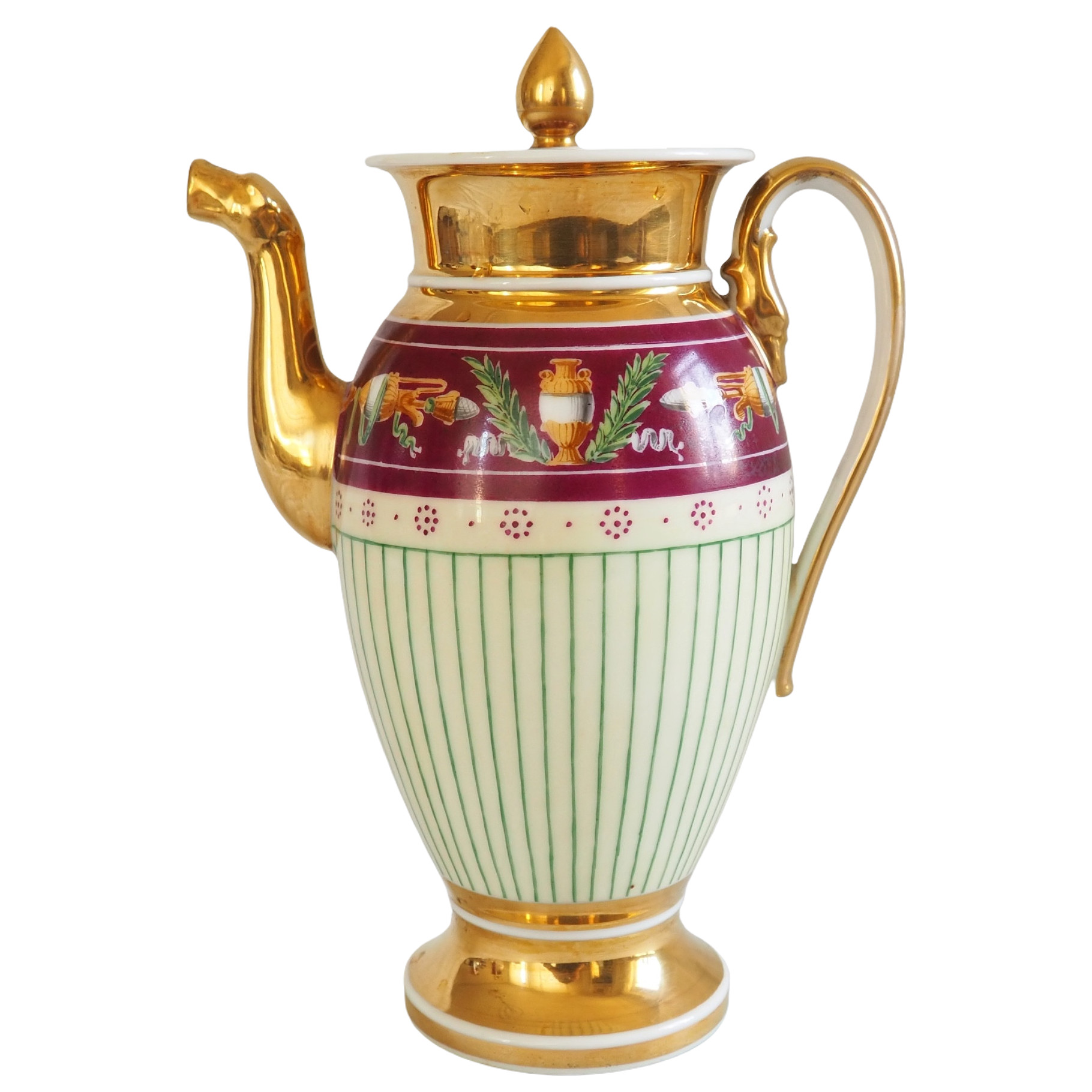 Verseuse cafetière, porcelaine d'époque Empire Restauration attribuée Manufacture Lebon Halley