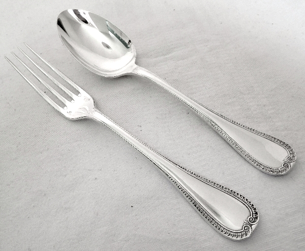 Detail — Christofle : silver plated table fork, Malmaison pattern