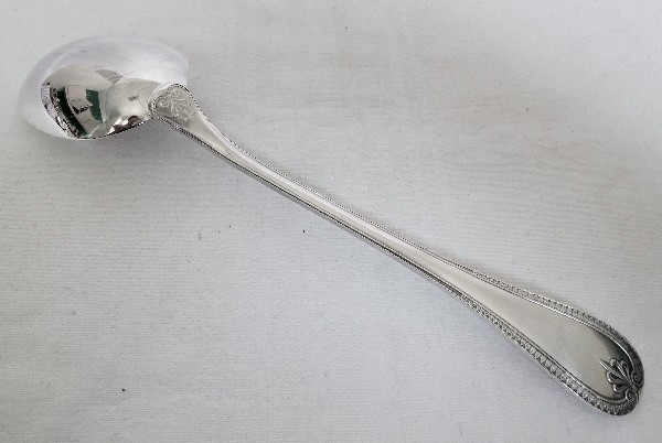 Detail — Christofle : silver plated serving spoon, Malmaison pattern
