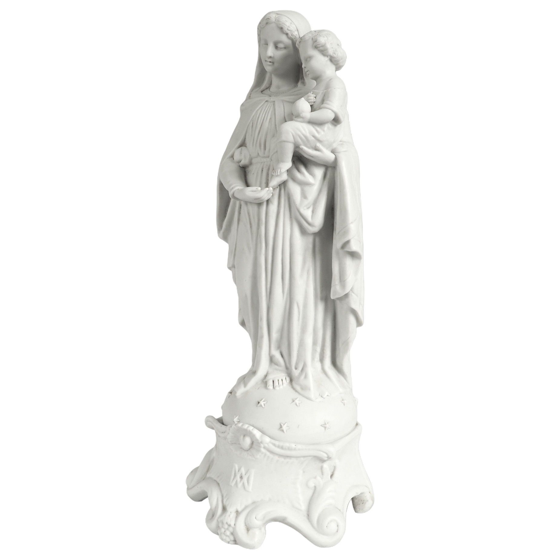 Virgin Mary holding Jesus Child, porcelain biscuit, Napoleon III period