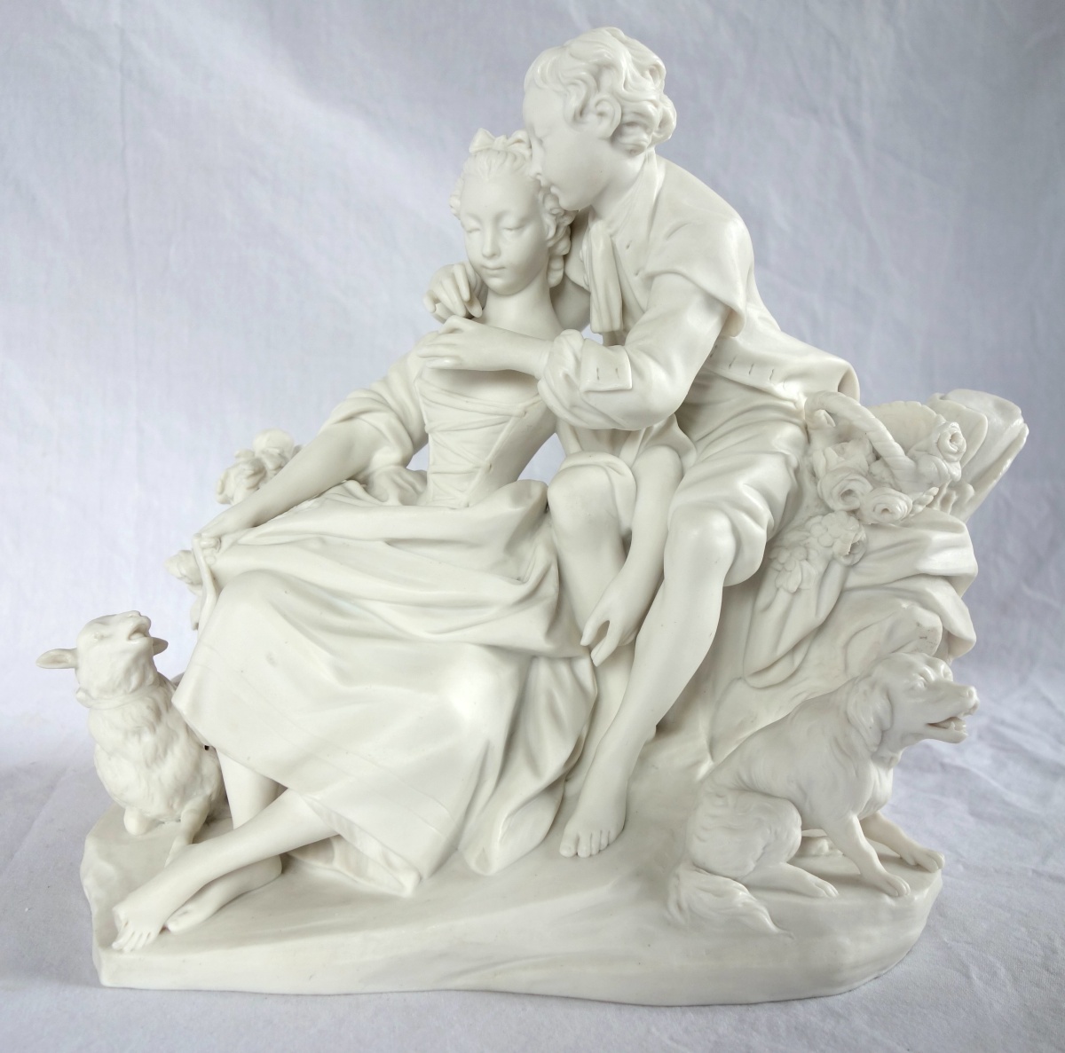 Detail — Sevres Manufacture : galant scene in the style of 18th century - porcelain biscuit - signed