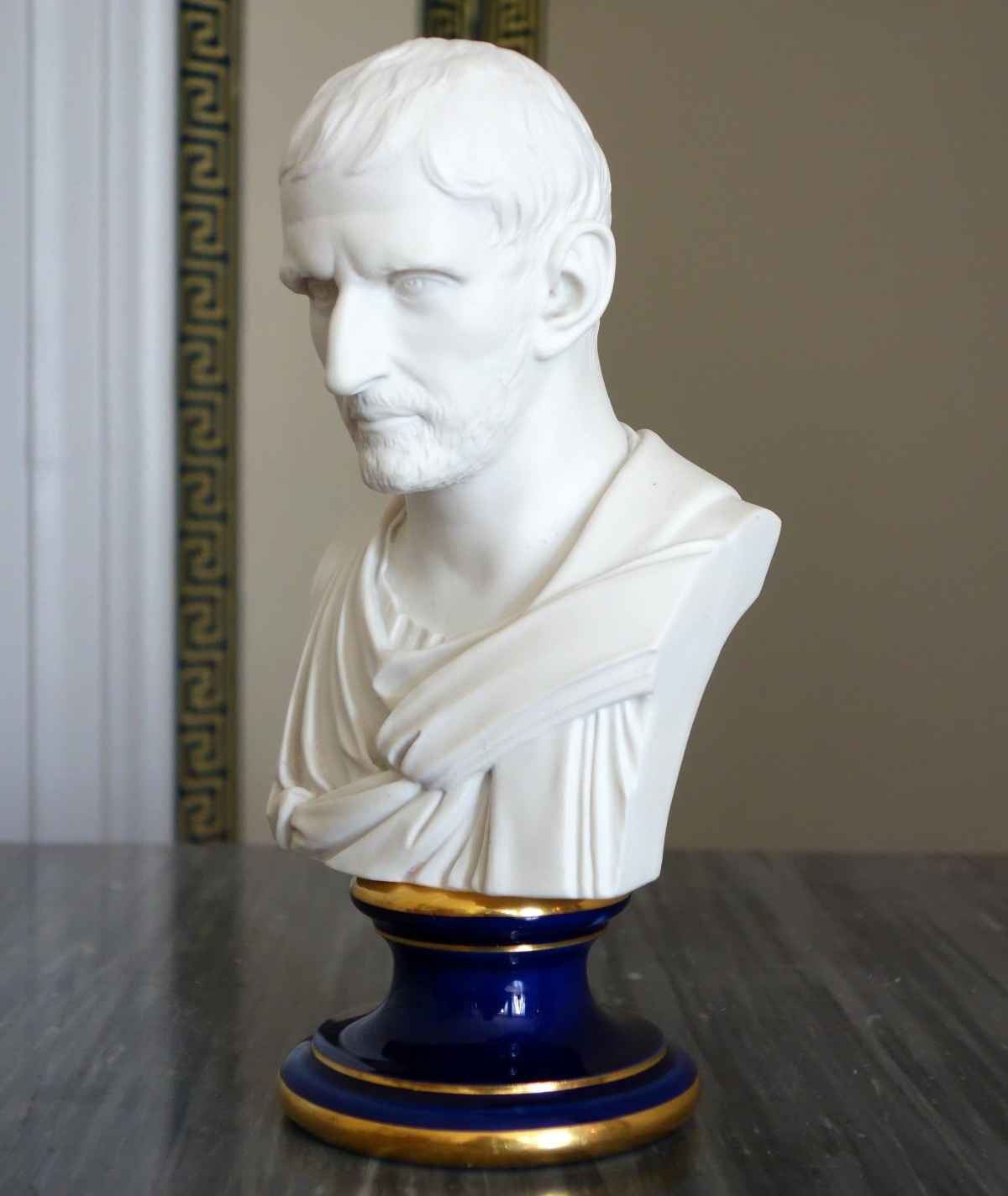 Detail — Sevres Manufacture : biscuit and porcelain bust of Brutus - signed, dated 1867