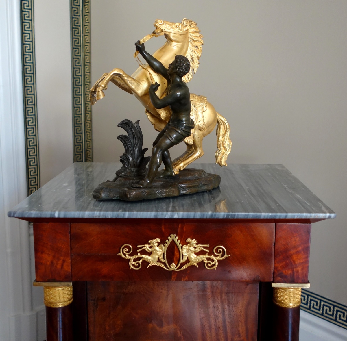 Detail — An ormolu and patinated bronze Marly Horse after Coustou - early 19th century