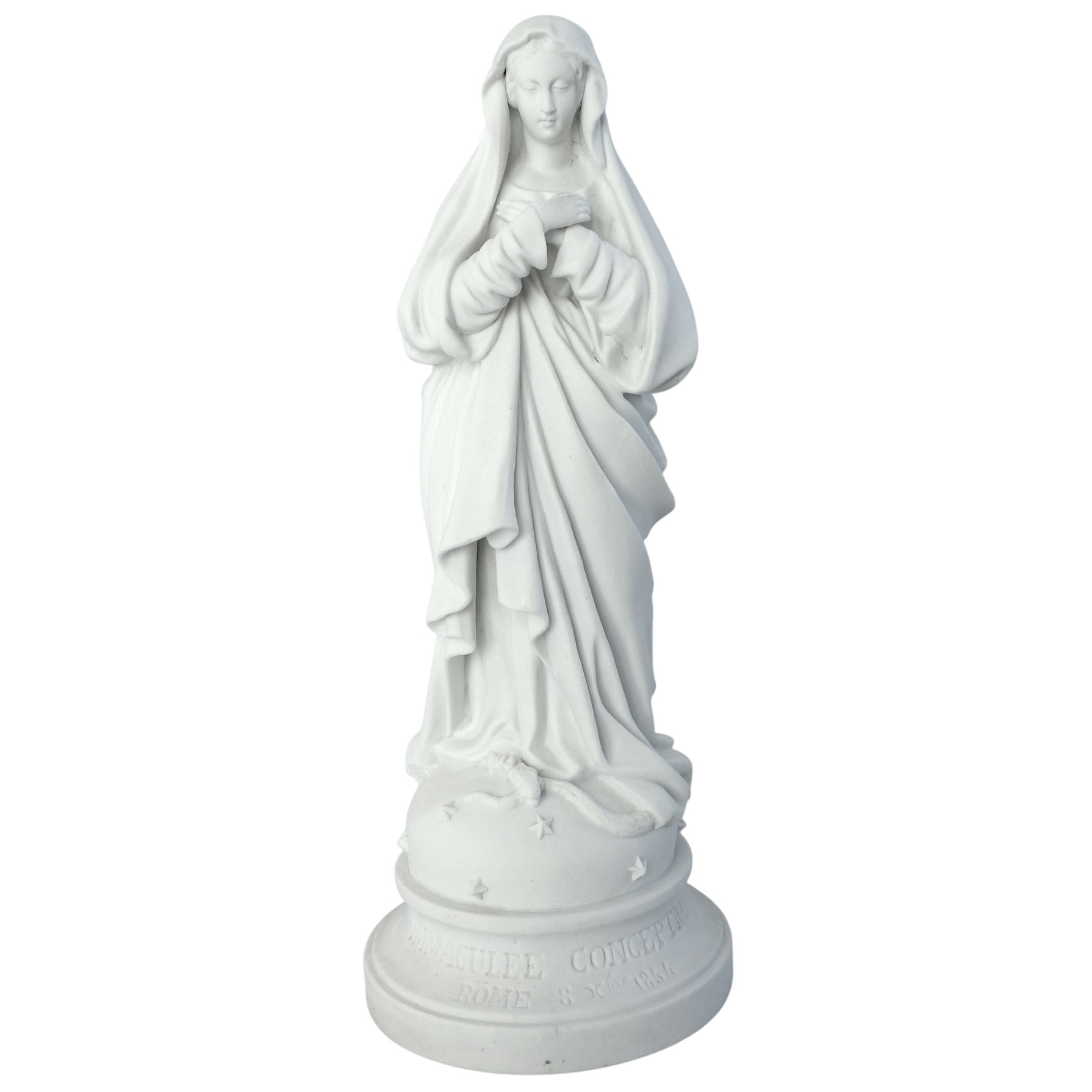 Vierge de l'Immaculée Conception en biscuit de porcelaine, époque Napoléon III