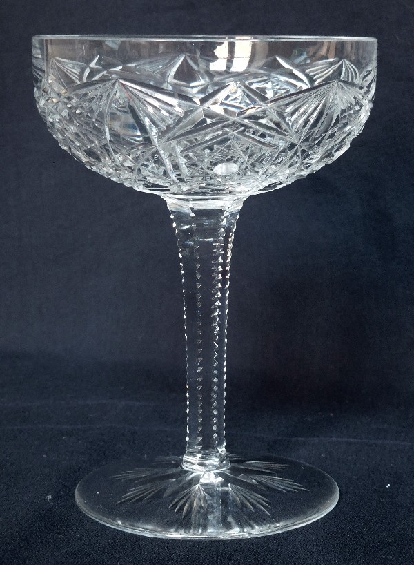 Detail — Baccarat crystal champagne glass, Lagny pattern - signed