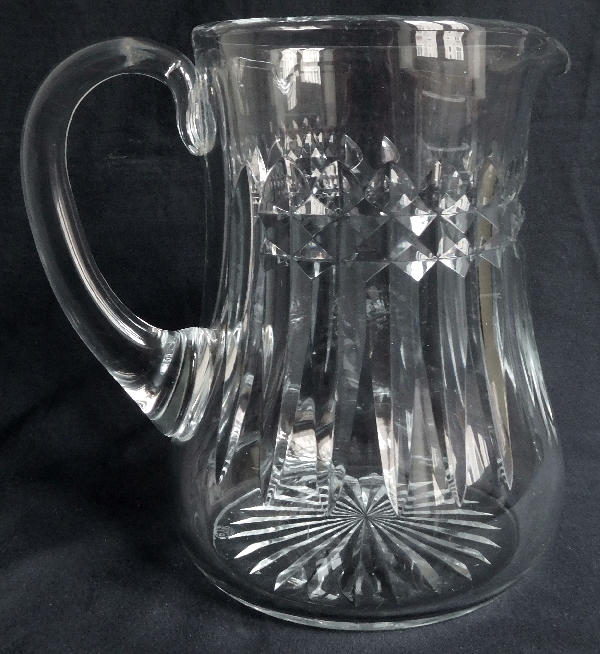 Detail — Baccarat crystal water pitcher, Buckingham pattern - signed