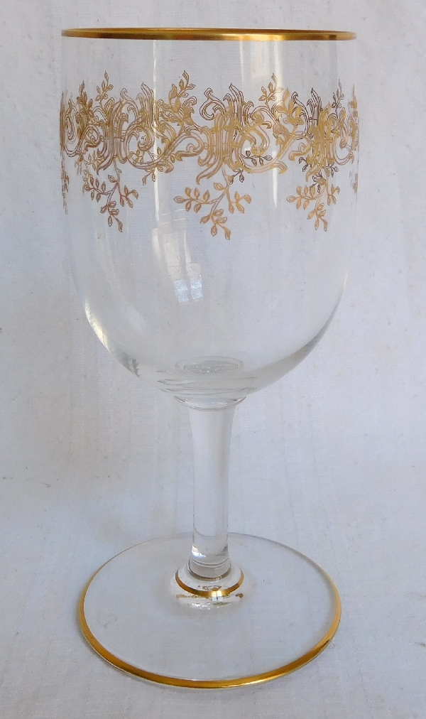 Détail — Verre à eau en cristal de Baccarat, modèle Sévigné doré / modèle Récamier - 15,5cm - signé