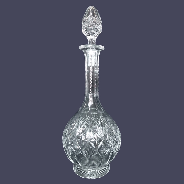 St Louis crystal wine decanter, Gavarni pattern - signed