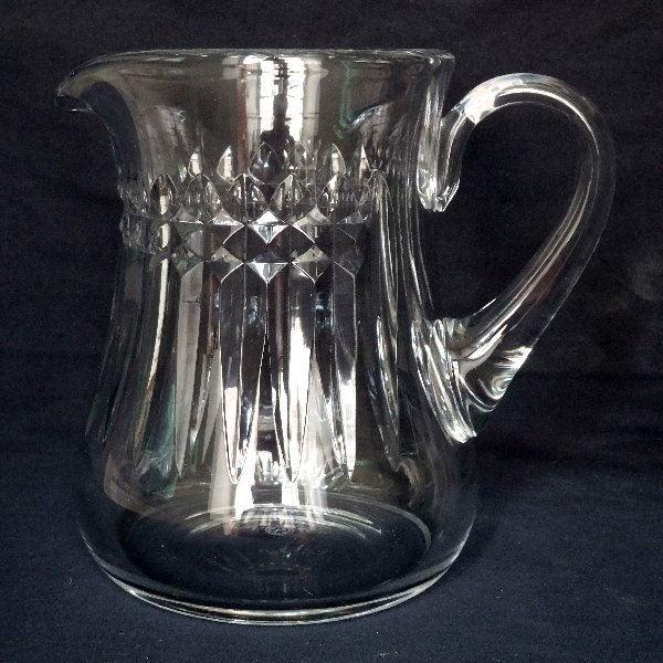 Detail — Baccarat crystal water pitcher, Piccadilly pattern - signed