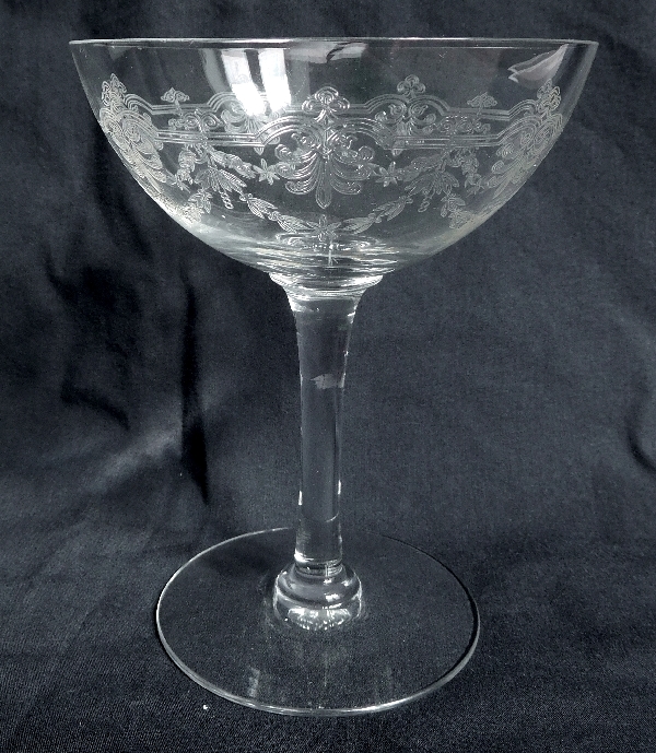 Detail — Baccarat crystal champagne glass, Beauharnais pattern