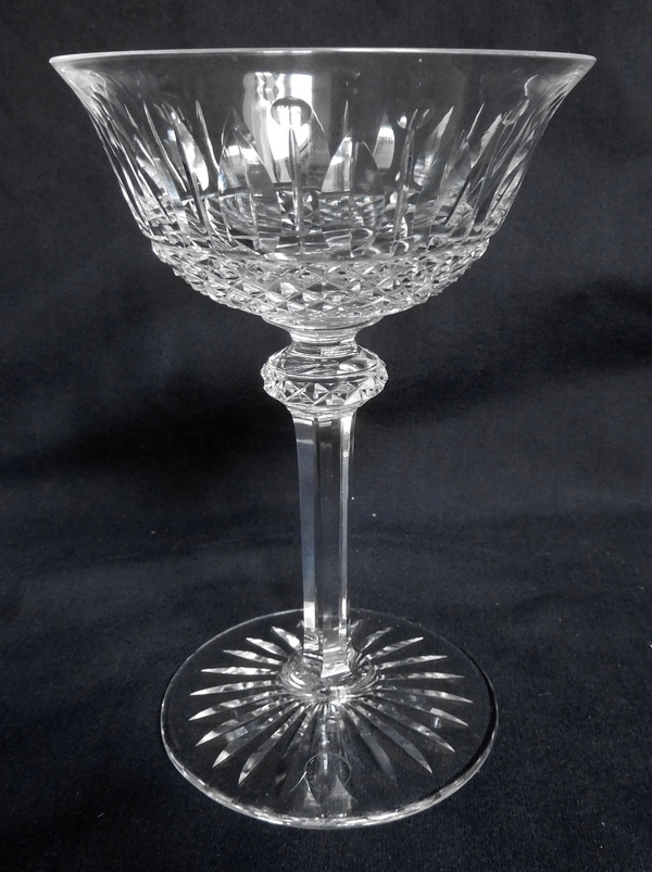 Detail — St Louis crystal champagne glass, Tommy pattern - signed
