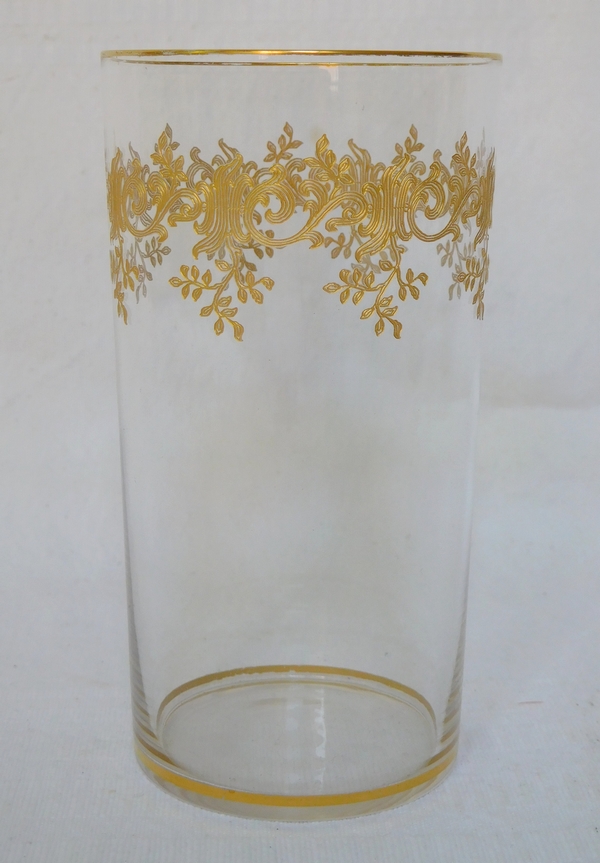 Detail — Baccarat crystal water glass / goblet, Sevigne pattern enhanced with fine gold / Recamier pattern - 10cm