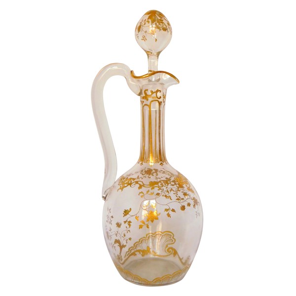 Aiguière / carafe en cristal de Baccarat, modèle Louis XV rehaussé à l'or fin