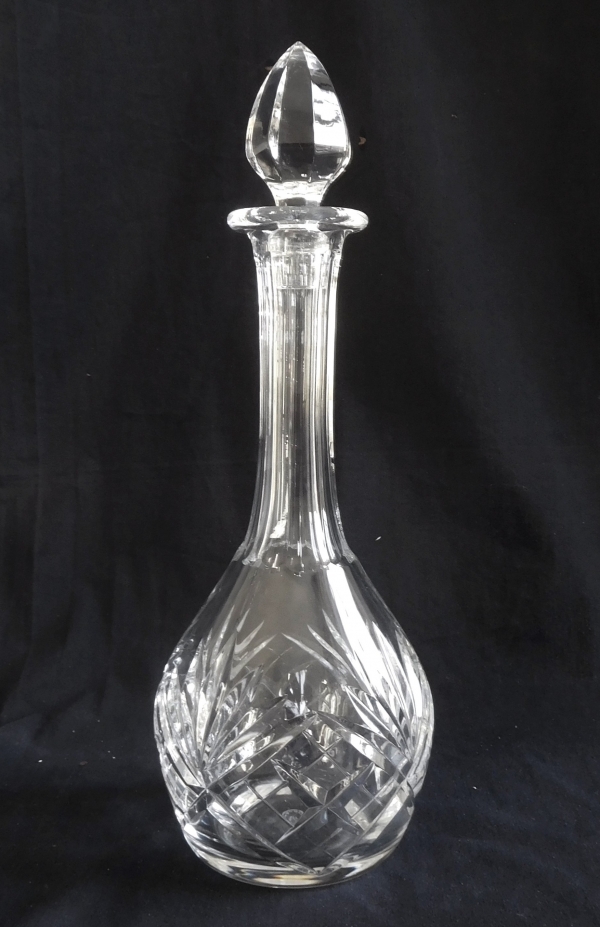 Detail — St Louis crystal wine decanter / bottle, Chantilly pattern - signed