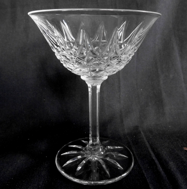 Detail — St Louis crystal champagne glass, Tarn pattern - signed