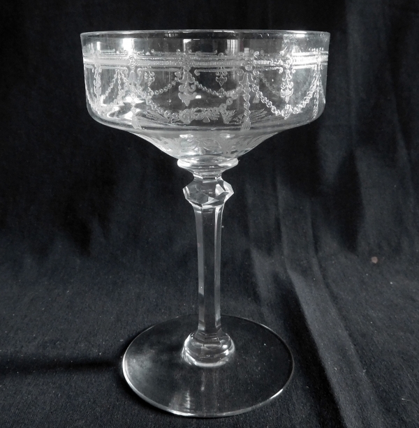 Detail — St Louis crystal champagne glass, Anvers pattern
