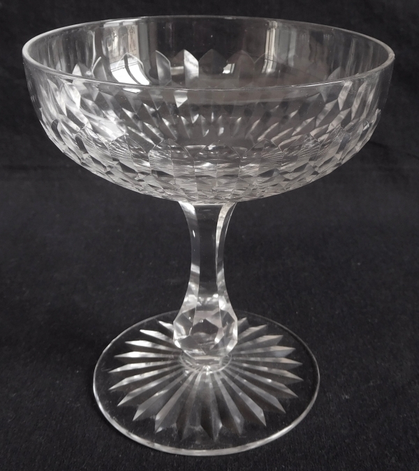Detail — Baccarat crystal champagne glass, richly cut crystal, late 19th century